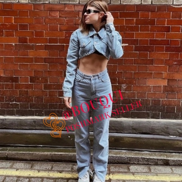 BLOGGERS FAV ZARA LONG SLEEVES CROPPED DENIM JEANS JACKET - Picture 13 of 15